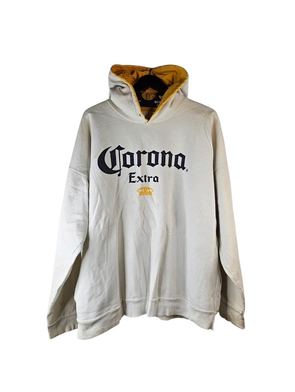 Vintage Corona Extra Beer Hoodie White Yellow Pullover Baja Mexico Graphic